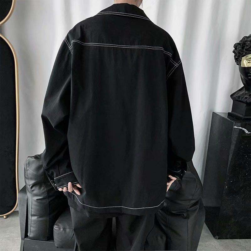 Spring and Autumn Stitching Men's Denim Jacket Trend Student Youth Loose Overalls