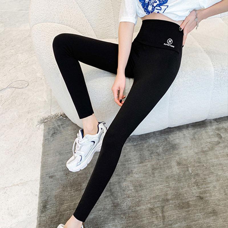 Female Flying Shark Pants Wear Black Leggings Spring and Autumn Thin Tights High Waist Slim Belly Barbie Pants