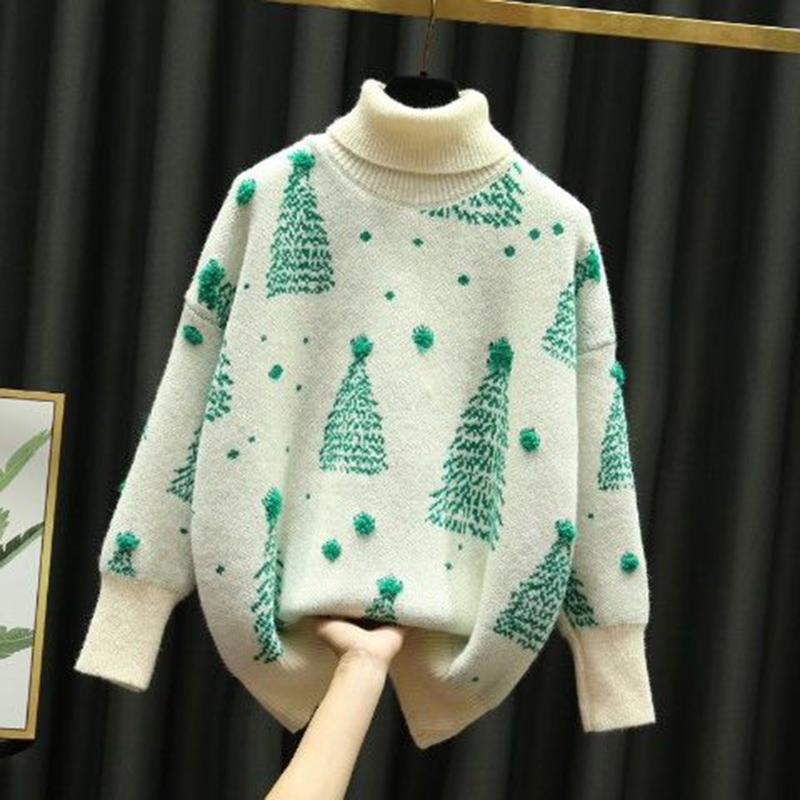 Autumn Winter Turtleneck Sweater Women Casual Loose Long-sleeved Sweater Pullover Fashion Knitted Bottoming Shirt