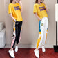 Sports and Leisure Women's Spring and Summer Small Daisy Loose Pants Short-sleeved Two-piece Cute Sports Suit Beautiful and Comfortable