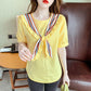 Short Sleeve T-shirt Women's Summer Loose Round Neck Tie Bow All Match Top