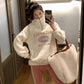 Hoodless High-neck Lamb Wool Sweater Women Winter Thick Loose Letter Coat Embroidered Warm Top