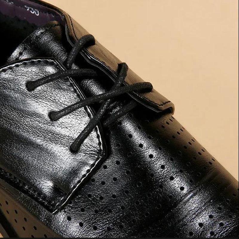 Men's Pointed Leather Shoes Men Oxford Shoes Slip on Formal Dress Shoes for Man Leather Men Shoes Summer Hollow Breathable Oxford Shoes