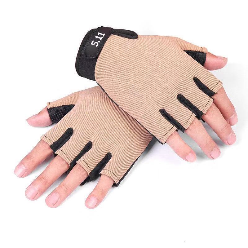Men's Outdoor Training Tactical Half-finger Gloves Cycling Sports Fitness Gloves Military Fans Driving Fingerless Half-cut Leather Gloves