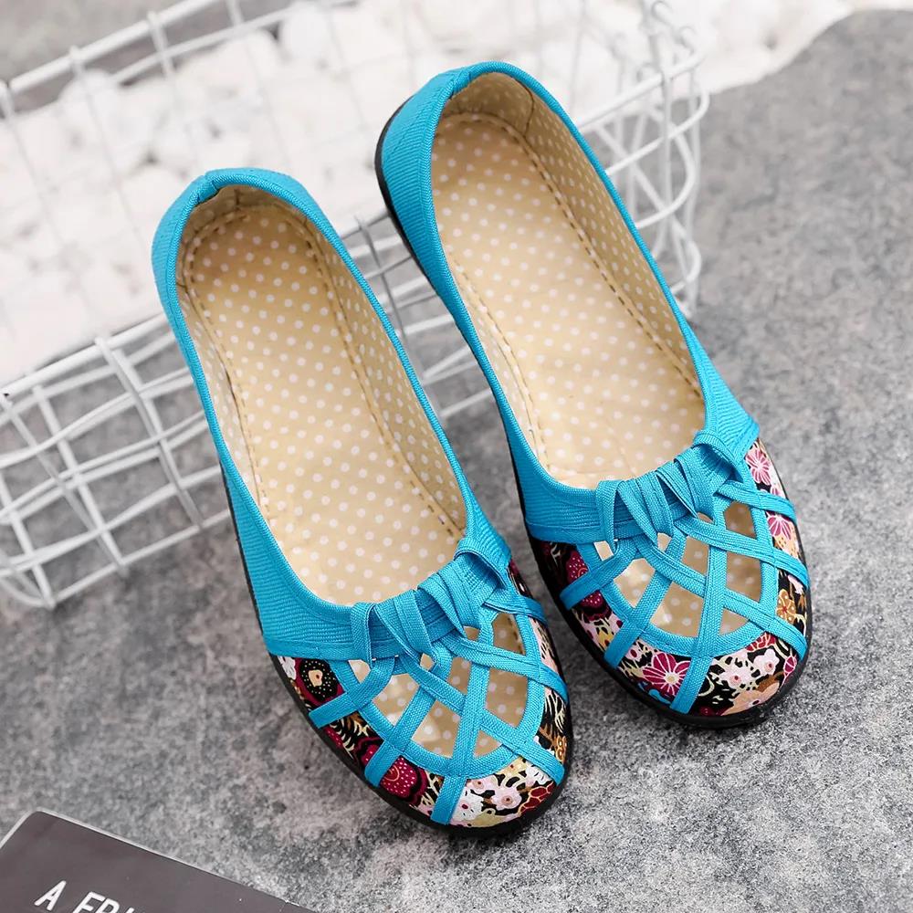 Women's Summer Cloth Shoes Mesh Shoes Hollow Non-slip Soft Bottom Middle-aged and Elderly Women's Sandals