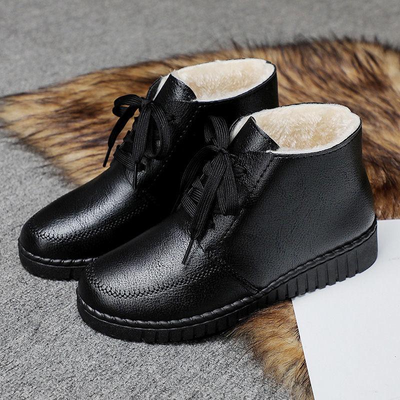 Cotton Shoes Women's Winter Plus Velvet Thickening Warm Middle-aged and Elderly Short Boots Anti-skid Anti-level Bottom Comfortable Cotton Shoes