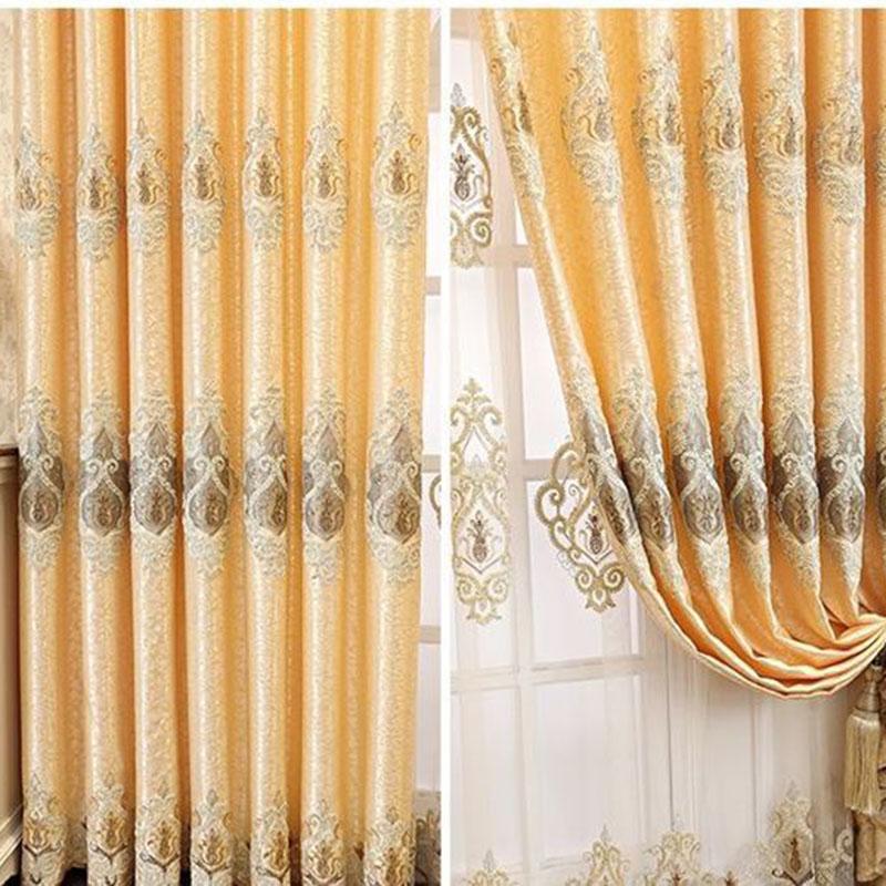 1/2pcs Luxury European-style Embroidered Thick Curtains for Living Room Balcony Bedroom Two-layer Blackout Curtain