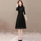Lace Dress Autumn and Winter Temperament Long-sleeved Bottoming Skirt Waist Slim A-line Mid-length Ladies Dress