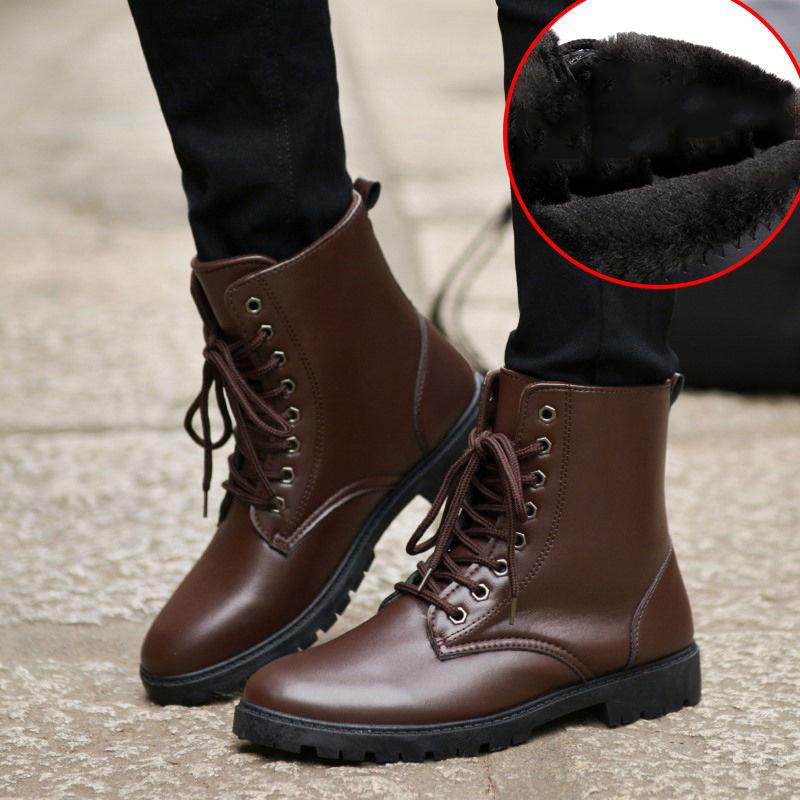 2019 Boots Men Pu Leather Shoes for Winter Martin Boots Woman Casual Snow Botas Men's Ankle Boots