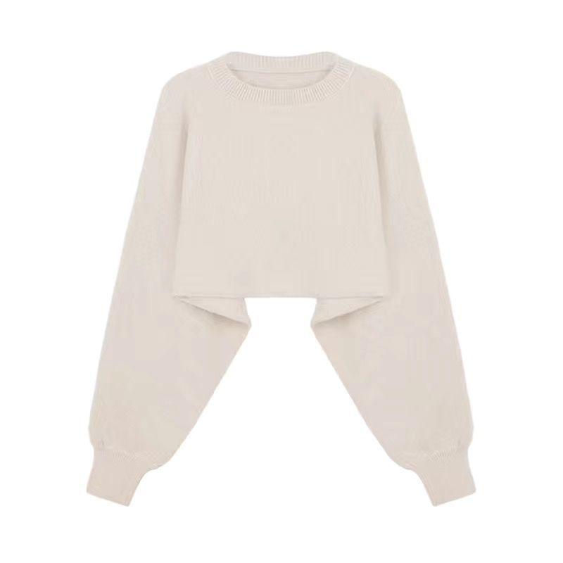 Temperament Sweater Suit Skirt Female Loose Knit Sweater Two-piece Suit Suspender Sweater Dress + Long-sleeved Top Comfortable and Warm Two-piece Suit