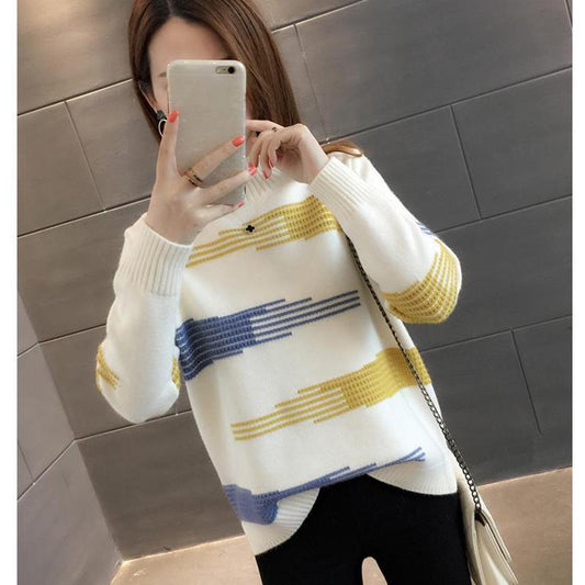 Autumn and Winter Women's Students Loose and Versatile Knitted Bottoming Shirt