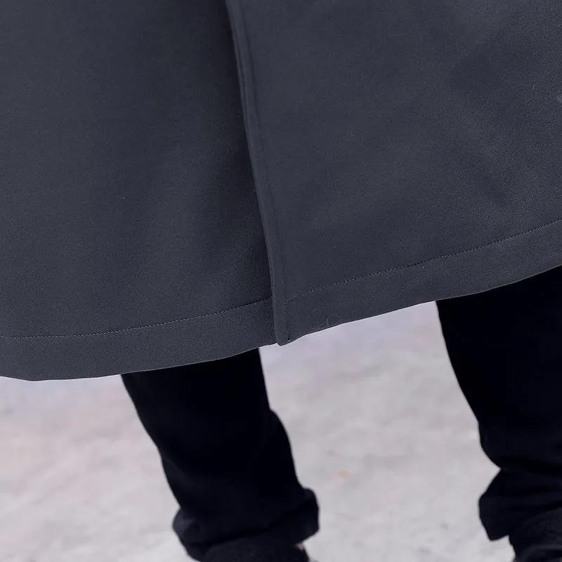 Spring Long Over Knee Windbreaker Men Slim Jacket V-neck Casual Coat Trend Parka for Youth