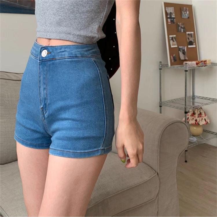 Jeans Shorts Women's High Waist Slim Black Straight Pants Spring and Summer Tight Elastic Pants