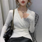 Spring and Autumn V-neck Skin-friendly Sweaters with Western Style Slim Slimming Sweaters, Women's Outer Wear Long-sleeved Sweaters