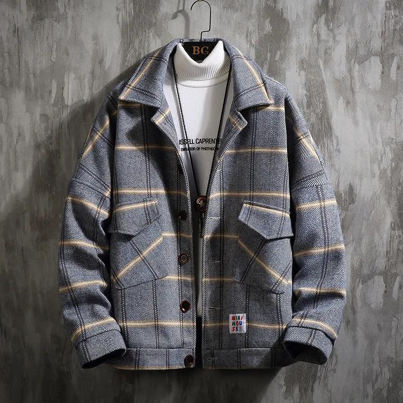 Autumn and Winter Woolen Jacket, Warm and Thick Tops, Trendy All-match Jacket for Young Men