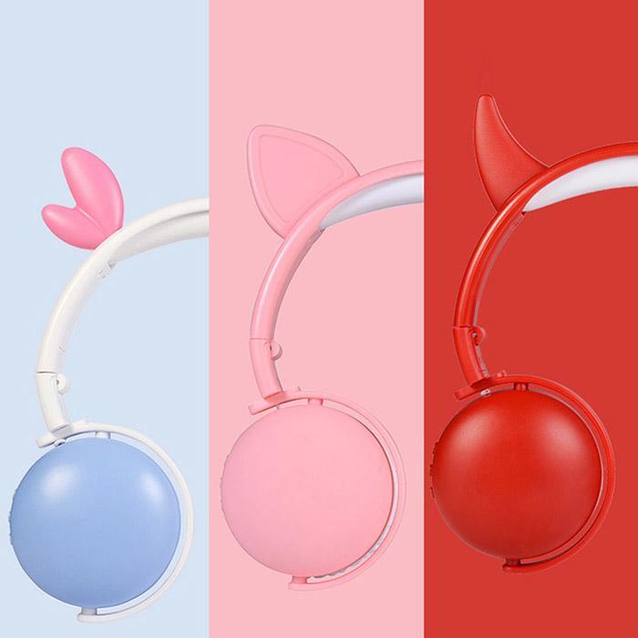 Cat Ear Little Evil Antler Noise Reduction Headphone Bluetooth 5.0 Young People Kid Headset with Mic