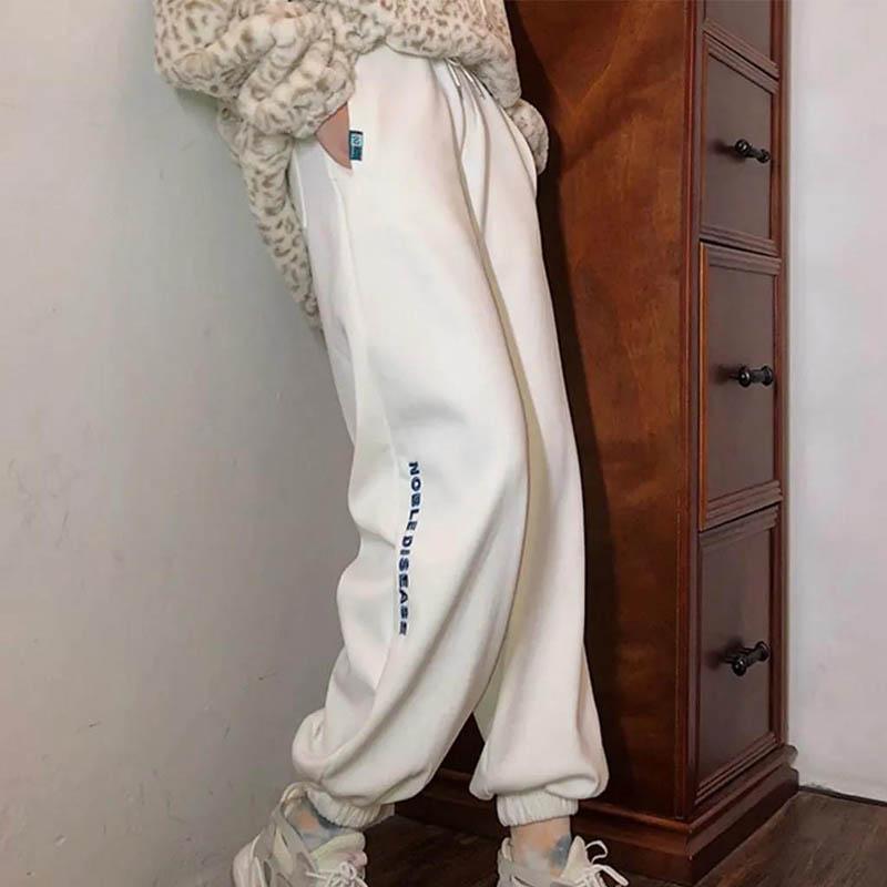 Women's Trousers with Feet Loose and Thin, All-match Trend Winter Plus Velvet Thickening Student Leisure Sports Harem Pants Guard Pants