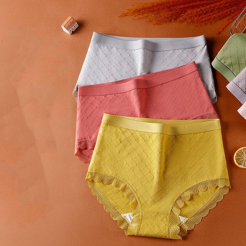 Women's Underwear Mid-waist and High-waist Belly Women's Briefs Hip-lifting Solid Color Cotton Plus Size Panties