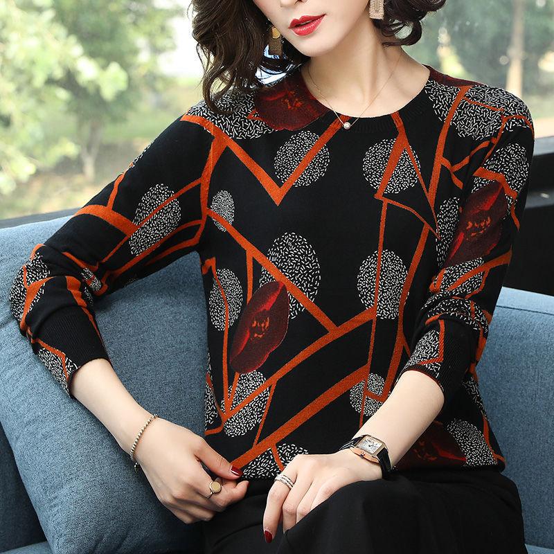 Spring  Autumn Women Short Polka Dot Printed Sweater OL Style Wool Sweater Warm Jumper Top Plus Size Pullover Sweater Outwear