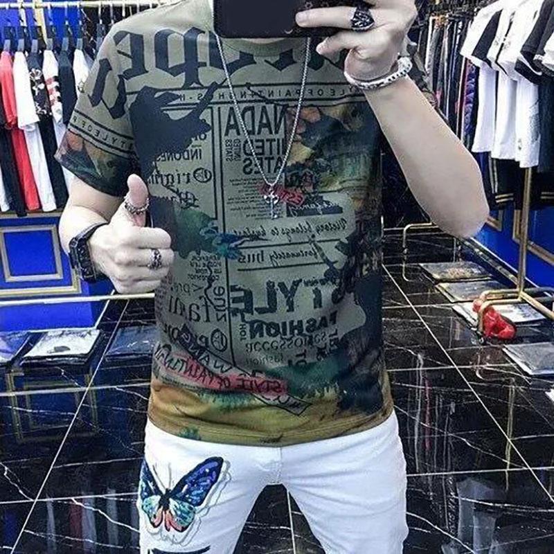 Retro Style Slim T-shirts Summer O-neck Short Sleeve Casual Shirts Soft Tops European High Street Fashion Personality Tees