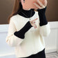 Autumn and Winter Cropped Sweater Pullover Loose Color Matching Jacket Half High Neck Knitted Female Top