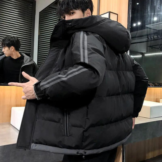 Winter Down Jacket Men's Loose Plus Size Hooded Warm Jacket