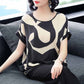 Imitation Silk Stitching T-shirt Women Spring and Summer New Short-sleeved Loose Round Neck Printed Top Blouse