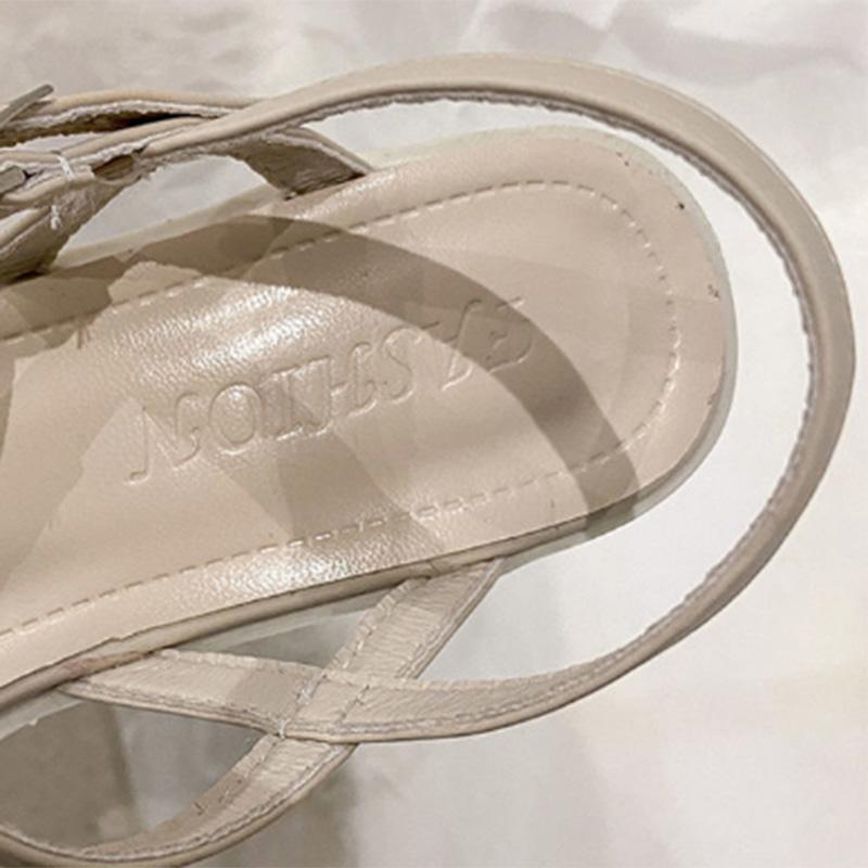 Summer Fairy Style Fashion All-match High-heeled Shoes Women's Thick Heel Buckle Belt with Skirt Fashion Sandals