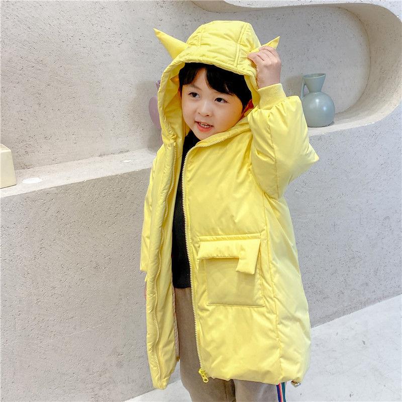 Mid-length Children's Down Jacket Girls Plus Velvet Thick Warm Jacket Winter Clothes