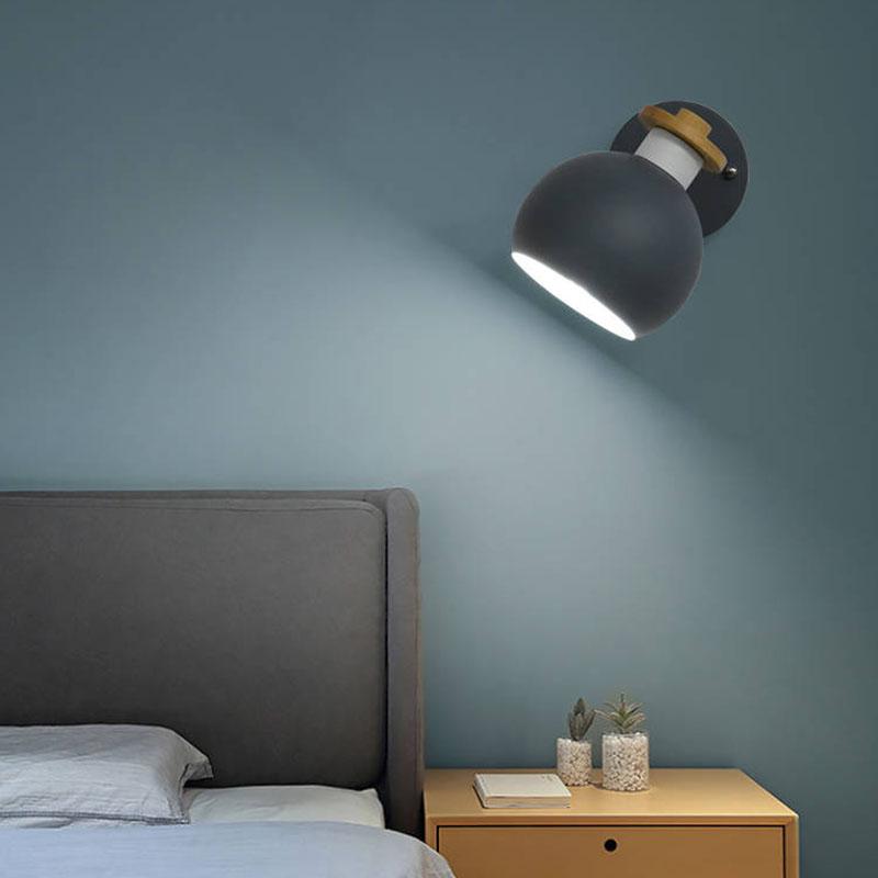 Wooden wall lamp bedside wall lamp wall sconce modern steering head wall light for bedroom