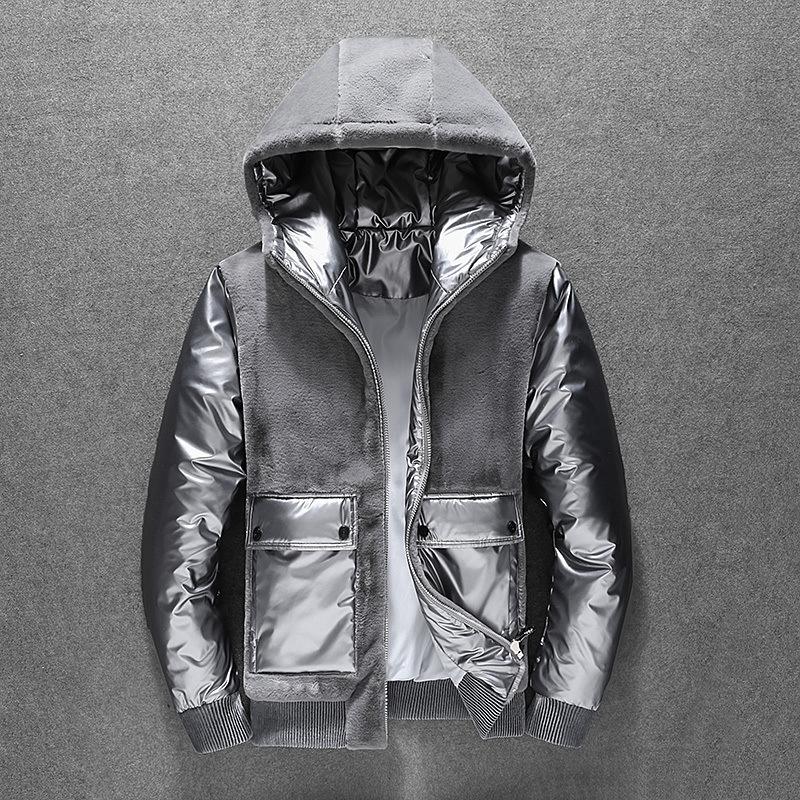 Winter Thick Warm Down Jacket Hooded Casual Solid Color Men's Jacket