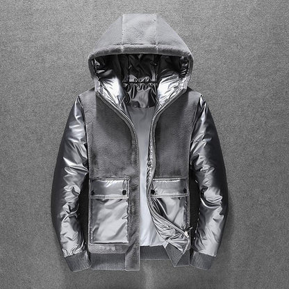 Winter Thick Warm Down Jacket Hooded Casual Solid Color Men's Jacket
