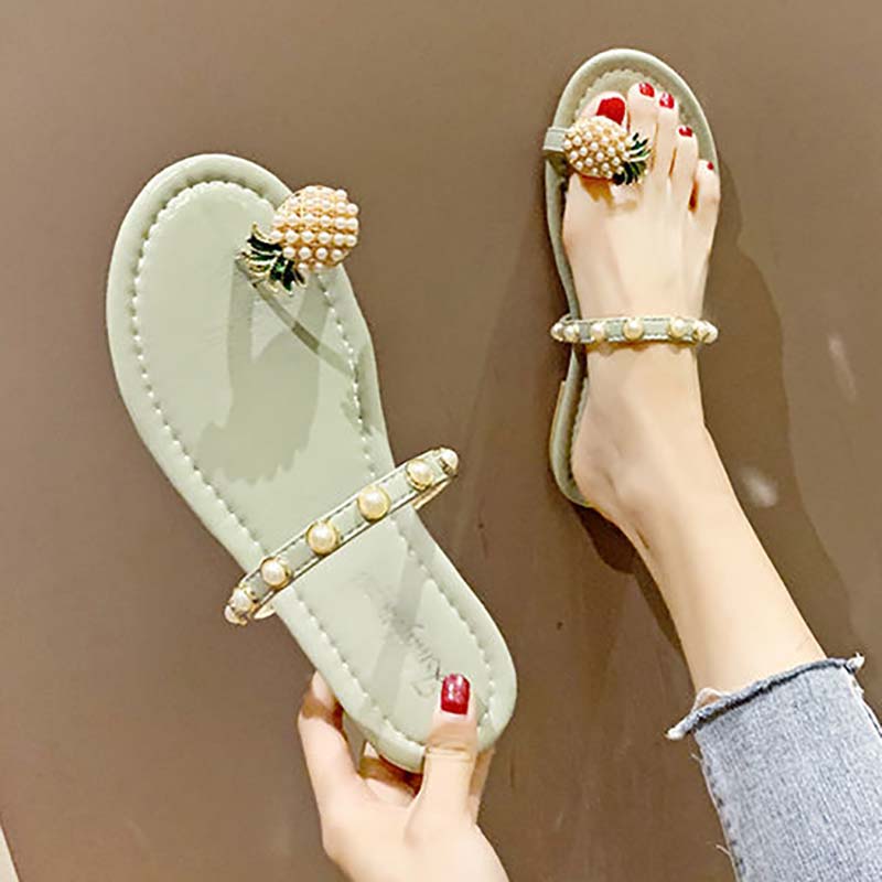 Pineapple Slippers Women's Summer Wear All-match Non-slip Flat Bottom Fashion Beach Sandals and Slippers Women