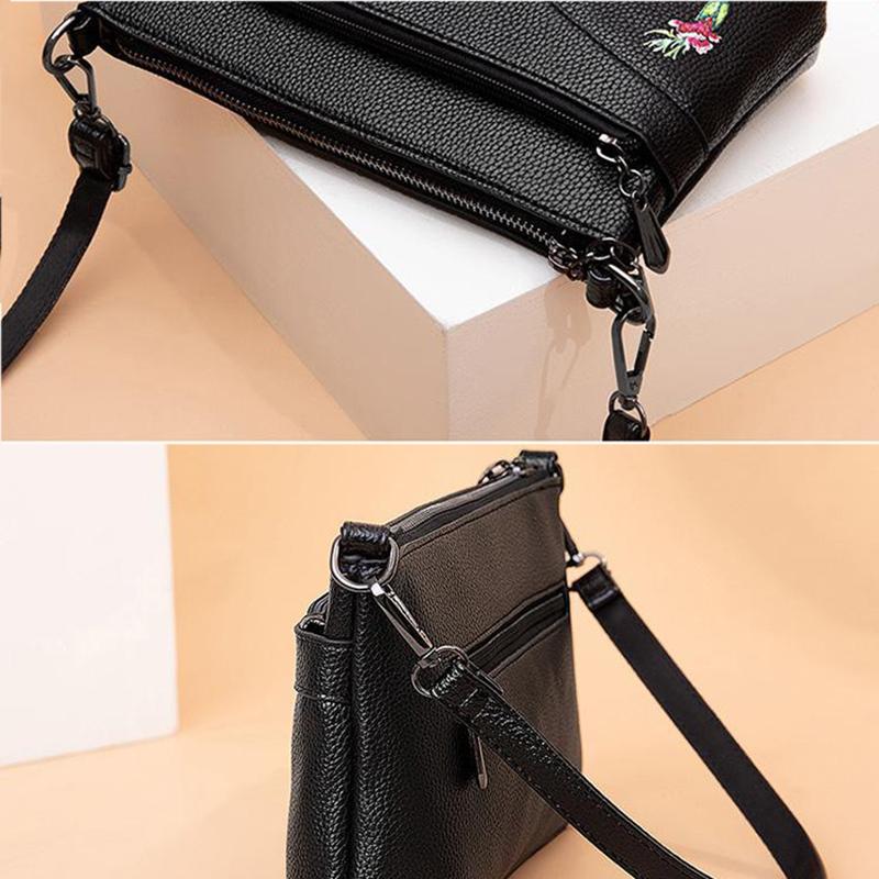 Women Shoulder Messenger Bags Casual Female Crossbody Bags Portable PU Leather Multi-Layer Large Capacity Classic Soft Surface