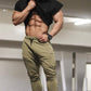 Solid Color Muscle Fitness Sports Running Trousers Men's Beam Mouth Slim Cotton Foot Mouth Zipper Pants