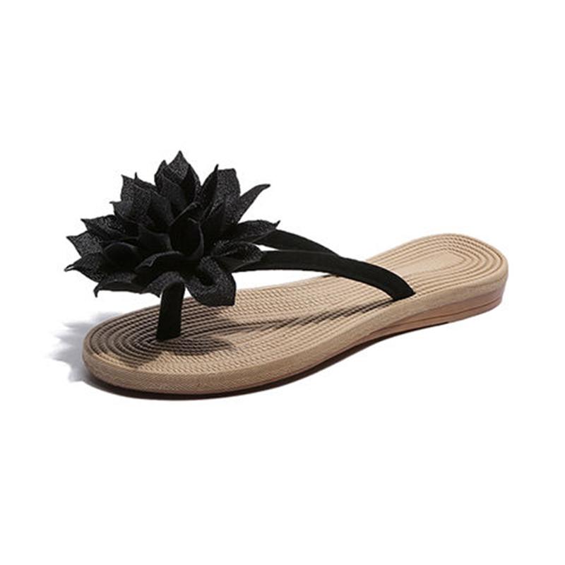 Beach Sandals and Slippers Sweet Big Flowers Flat Sandals and Slippers Female Flip Flops Student Flip Flops