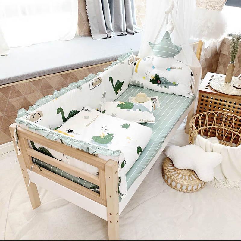 Four-piece Crib Bedding Set Cotton Toddler Bed Sheet Three-sided Bed-surrounding Bumper Sheet