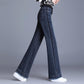 Jeans Women's Elastic Waist Wide Leg High Waist Drape Is Thin and High Loose Raw Edge Straight Pants