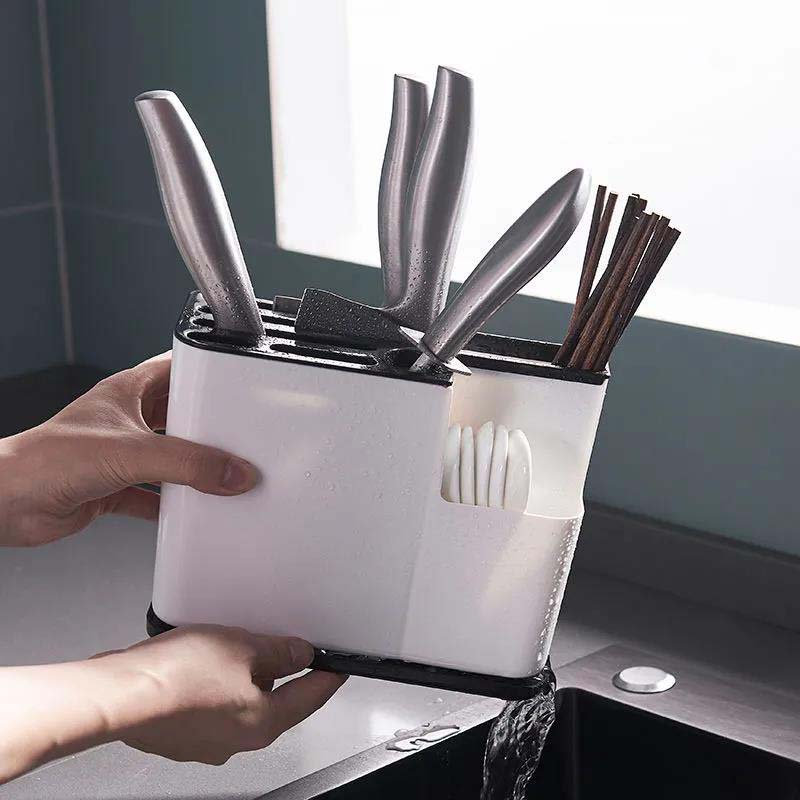 Kitchen Knife Holder Home Spoon Tool Multi-function Drain Storage Box Plastic Tool Holder