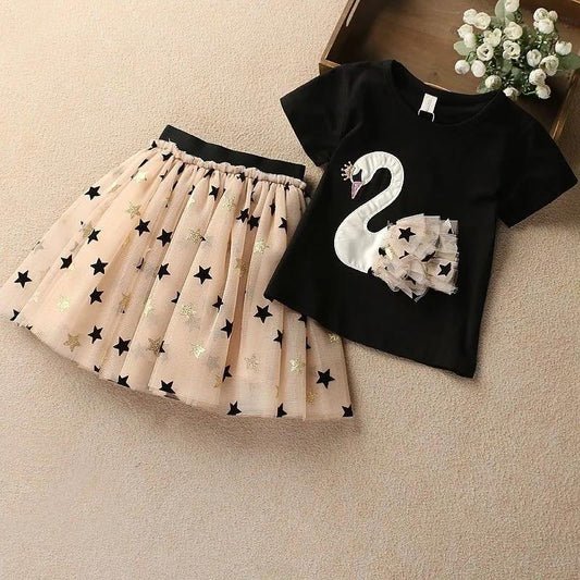 Children Summer Girls Dress Cute Two Piece Bottoming Short Sleeved Sweet Princess Dress Kids Dresses for Girls