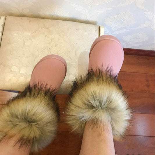 Flip Wool Snow Boots Women Waterproof Frosted Large Cotton Plus Velvet Thick Warm Women's Cotton Shoes