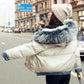 Women's Solid Color Down Jacket Mid-length Korean Loose Thick Coat Warm Cotton Coat Big Fur Collar Winter Clothes Quilted Coat