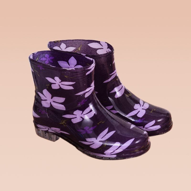 Print Rain Boots Women Waterproof Work Shoes for Girls Non Slip Anti Skip PVC Water Shoes Rain Boots Mid-Calf Boots