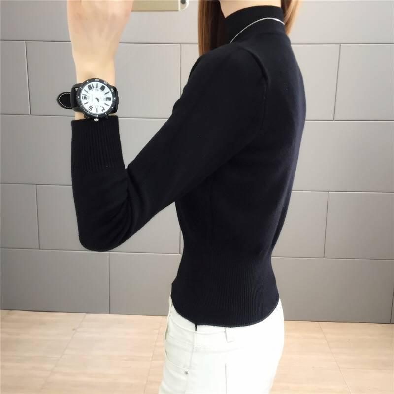 Women Green turtleneck sweater warm winter Casual Soft Slim Femme Elasticity Knitted Pullovers