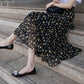 Chiffon Skirt Women's Spring and Summer Mid-length Floral Skirt High Waist Thin Irregular Ruffled Skirt