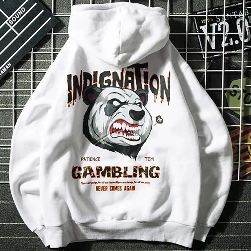 Autumn National Tide Panda Print Hooded Sweater Men's Pullover Student Street Trend Hip Hop Loose Large Size Jacket