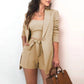 3PCS Women's Spring/Summer Solid Color Casual Suit Ladies Vest + Suit Jacket + High Waist Shorts Three-piece Workplace Work Suit