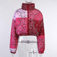 Fashion Women Jacket Winter Coat Printed Short Sexy Down Jackets Thicken Warm Cropped Tops Parkas Nightclub Zipper Wear Clothes Lady