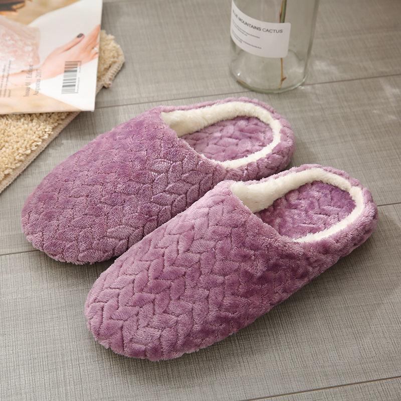 Autumn and Winter Pure Cotton Slippers Indoor Non-slip Soft-soled Shoes Warm Simple Plush Cotton Shoes