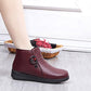 Women's Leather Shoes Winter Thickened  Flat Non-slip Mother Cotton Shoes Snow Boots Plus Velvet Short Boots